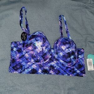 Torrid Women's Purple and Blue Galaxy Bikini Top